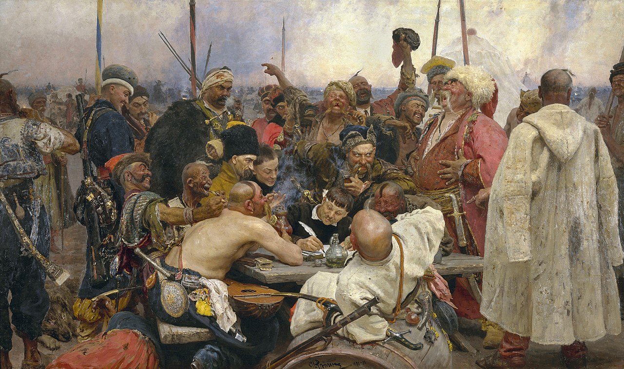Illia Répine, Les Cosaques zaporogues écrivant une lettre au sultan de Turquie (1880-1891)